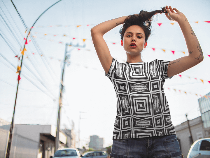 Abstract Monochrome Repeating Pattern Women's T Shirt product image (2)