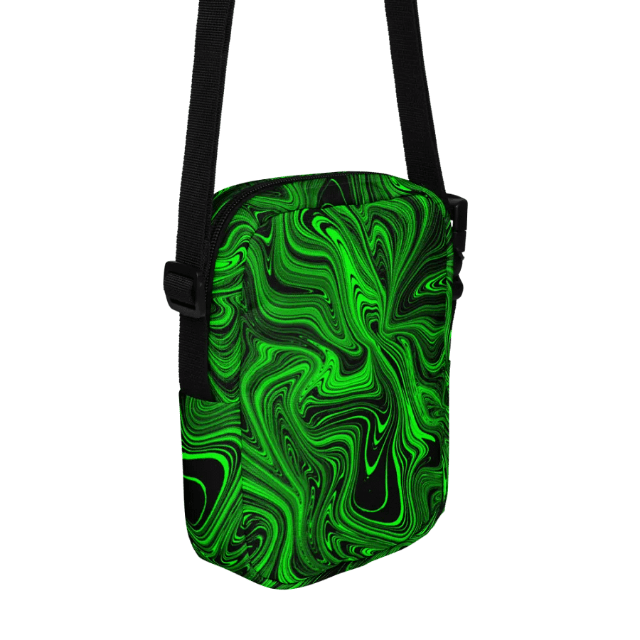 Utility Crossbody Bag - Green and Black Fluid Swirls product image (8)