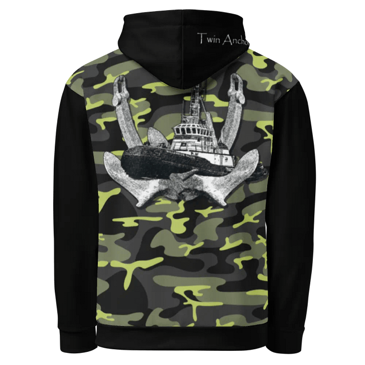 black & Green Twin Anchor Marco tug Hoodie product image (1)