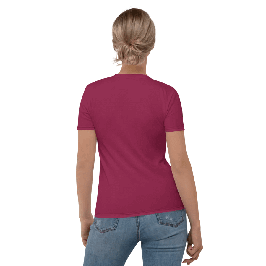 Plain Dark Red True Summer Women's Crewneck Polyester Heavyweight Premium T-Shirt by Treasure Pie product image (6)