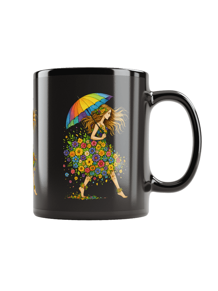 Cottagecore Floral Girl Mug With Rainbow Umbrella And Blooming Dress product image (1)
