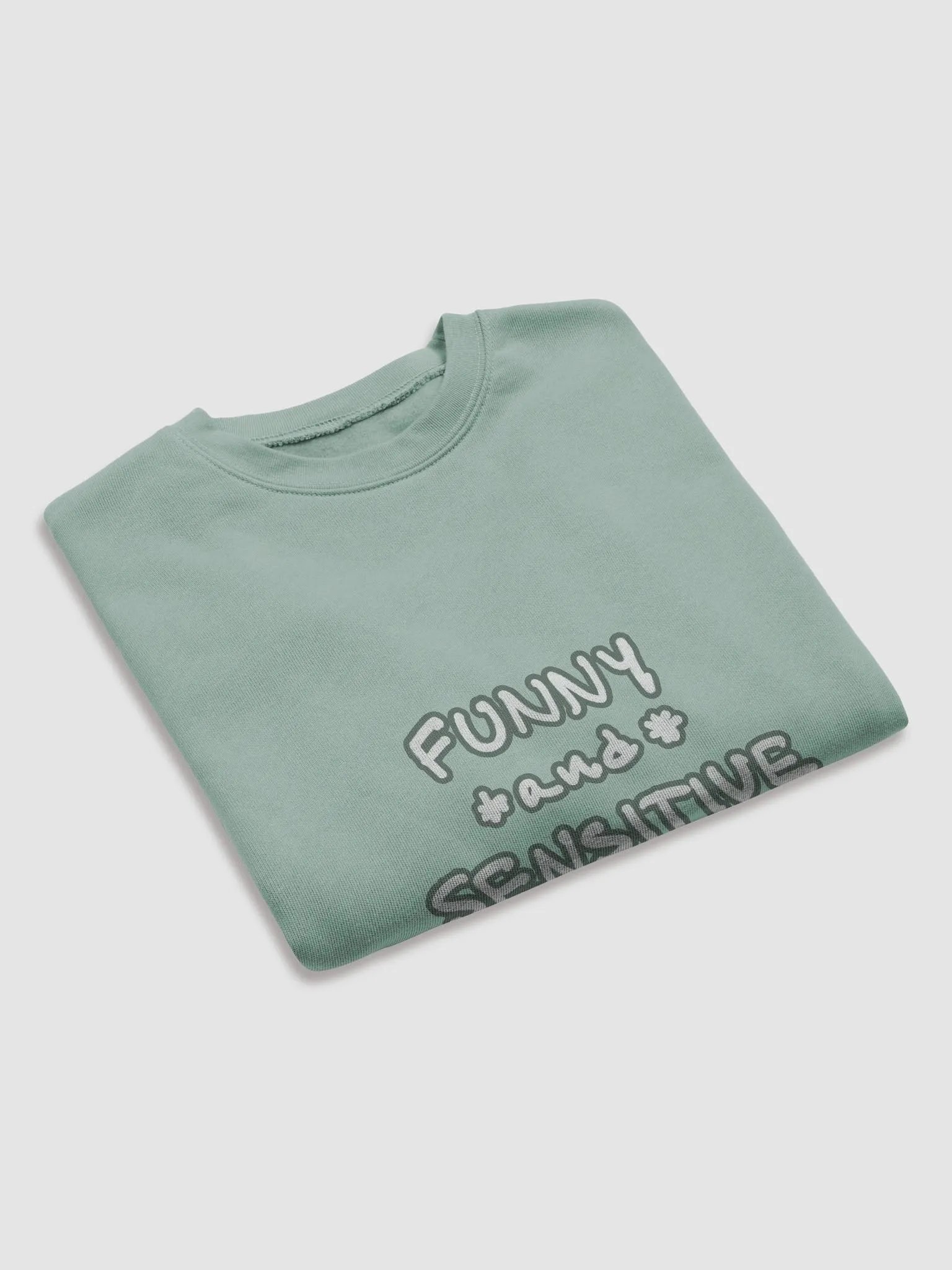 FUNNY *and* SENSITIVE (lined design, #66796E) women’s fleece crop sweatshirt product image (15)