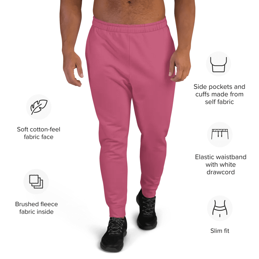 Plain Vibrant Red Soft Summer Recycled Polyester Premium Men's Joggers by Treasure Pie product image (9)