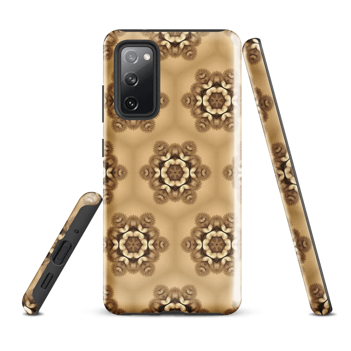 Tough Phone Case for Samsung® - Brown and Beige Geometric Honeycomb Floral Pattern product image (1)