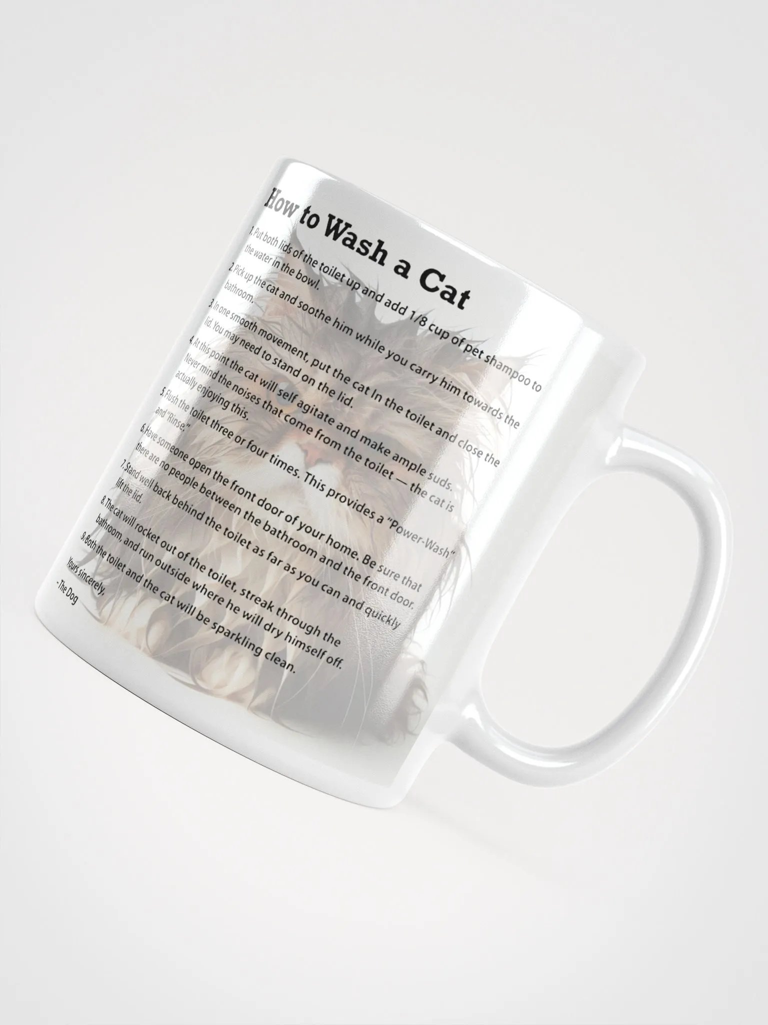 Hilarious Cat Washing Guide #Humorous Glossy Mug - White product image (4)
