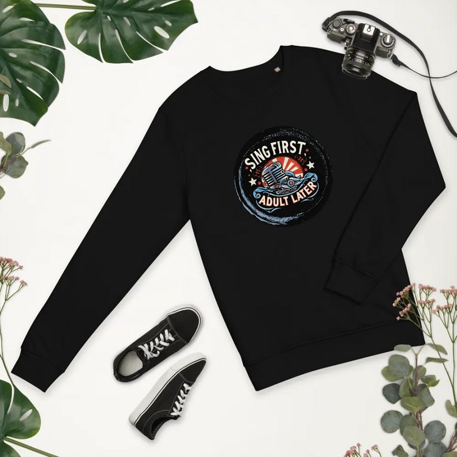 Retro Mic Vibes Organic Sweatshirt For Singers product image (3)