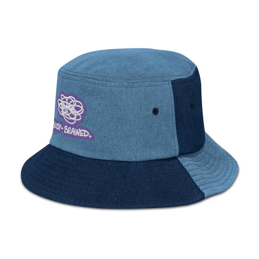 BUSY-BRAINED (purple bubble design 2) denim bucket hat product image (4)