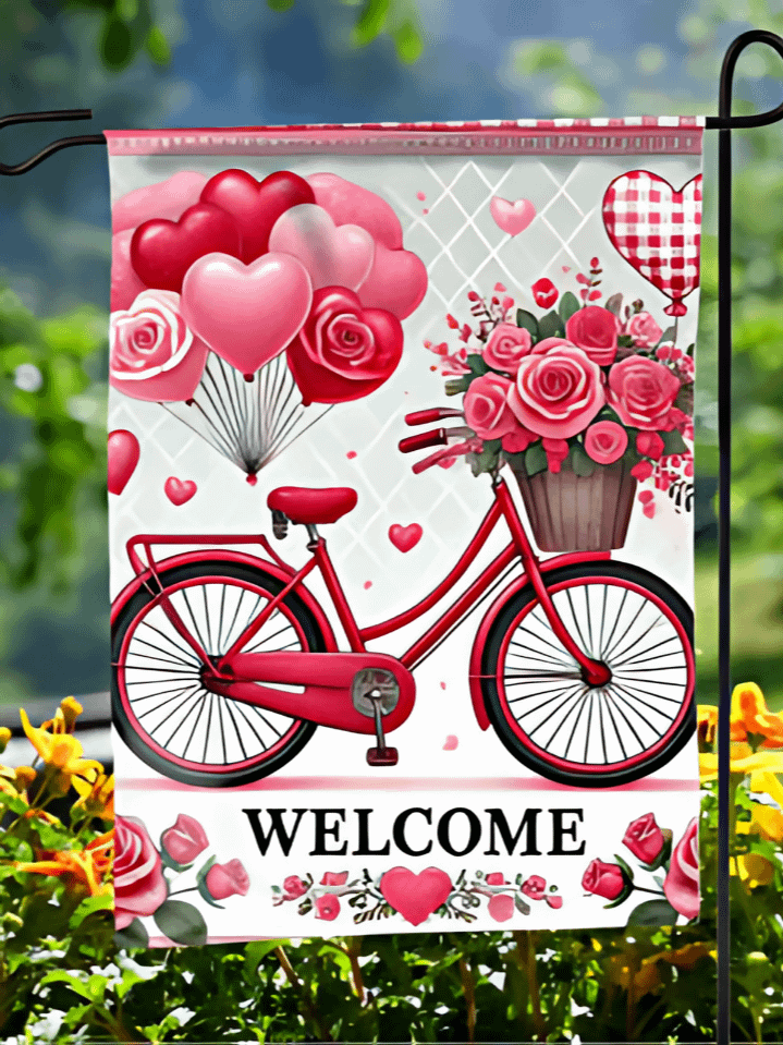 Heart & Love Garden Flag Design for Valentine’s Day – Sublimation PNG File – 300 DPI Print Quality – Instant Digital Download for Holiday Decor product image (1)