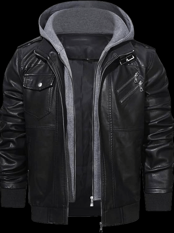 Mens Moto Jacket with Removable Hood product image (3)