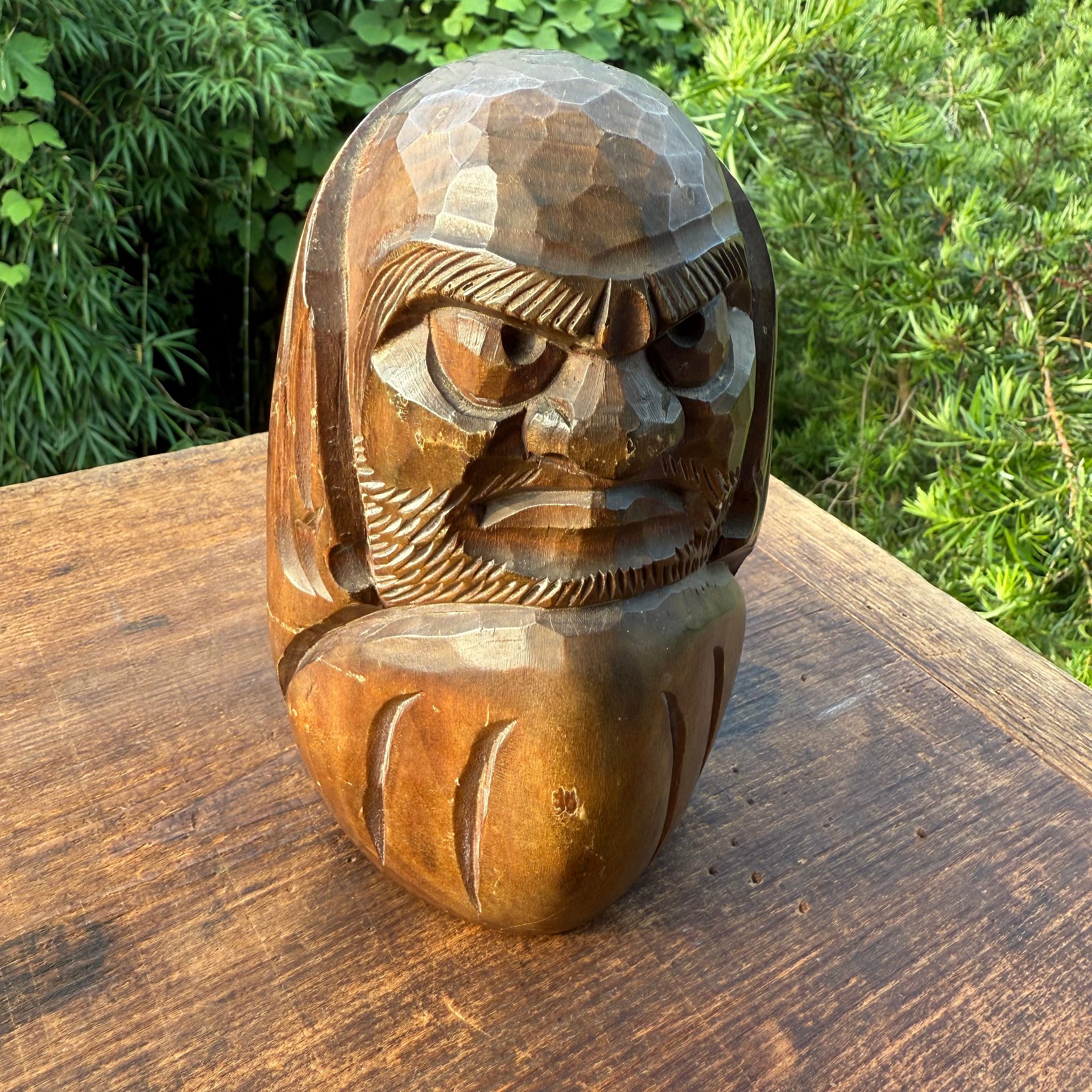 🎎 Large Hand-Carved Daruma Figure – Solid Wood Folk Craft, c. 1970s–1980s – Japan Antique Roadshow product image (1)