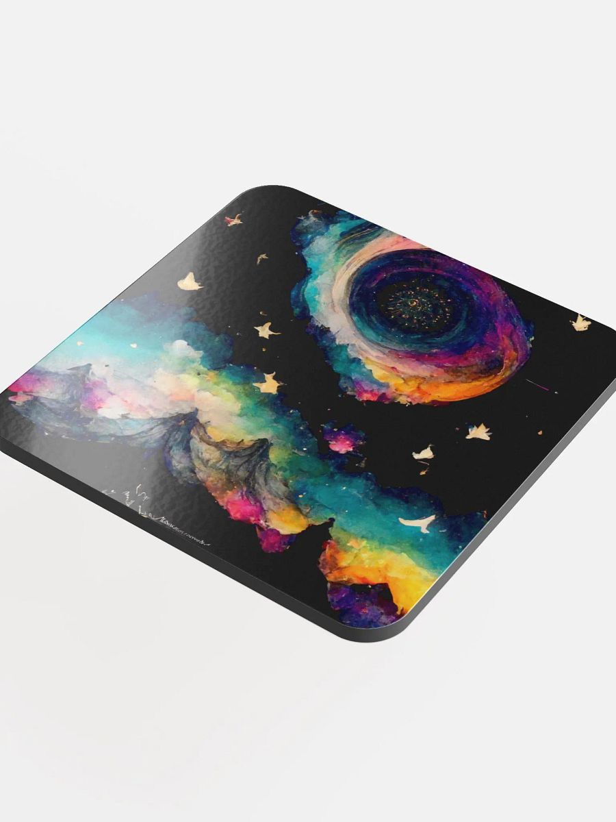 Cosmic Vortex Glossed Cork Coaster product image (4)