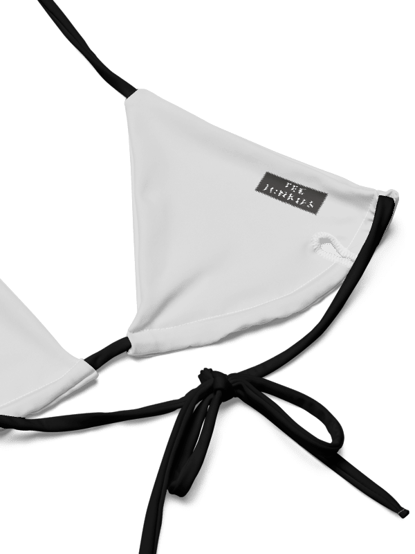 Low Rise Cheeky String Bikini, Black Top, White Bottoms product image (7)
