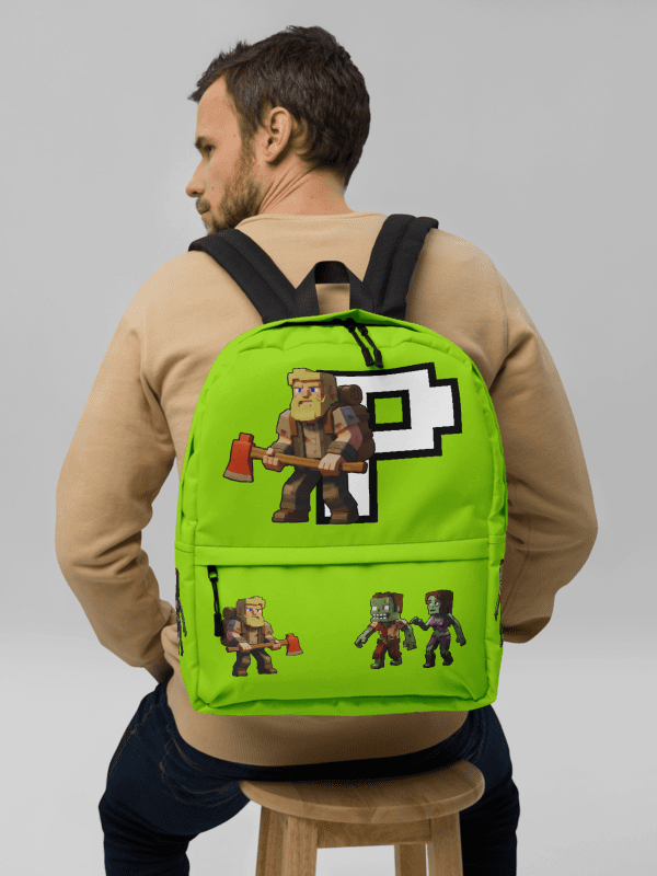 Patient PixelZ All-Over Print Backpack (Neon Green) product image (8)