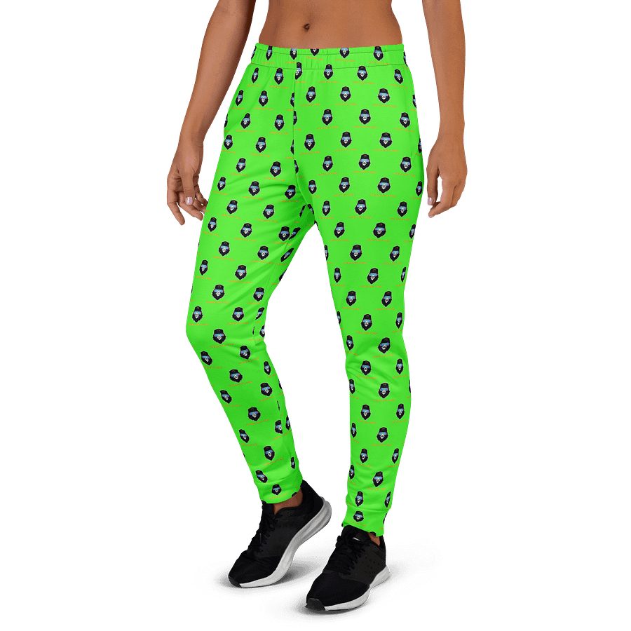 Synthsquatch Fitness Bigfoot Monogram Logo All-Over Print Women's Joggers (Neon Green) product image (3)
