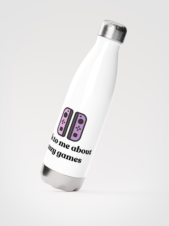 Talk to me about cosy games water bottle, white product image (2)