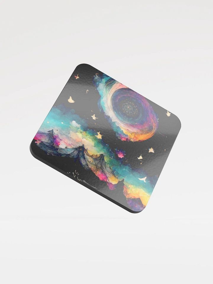Cosmic Vortex Glossed Cork Coaster product image (1)