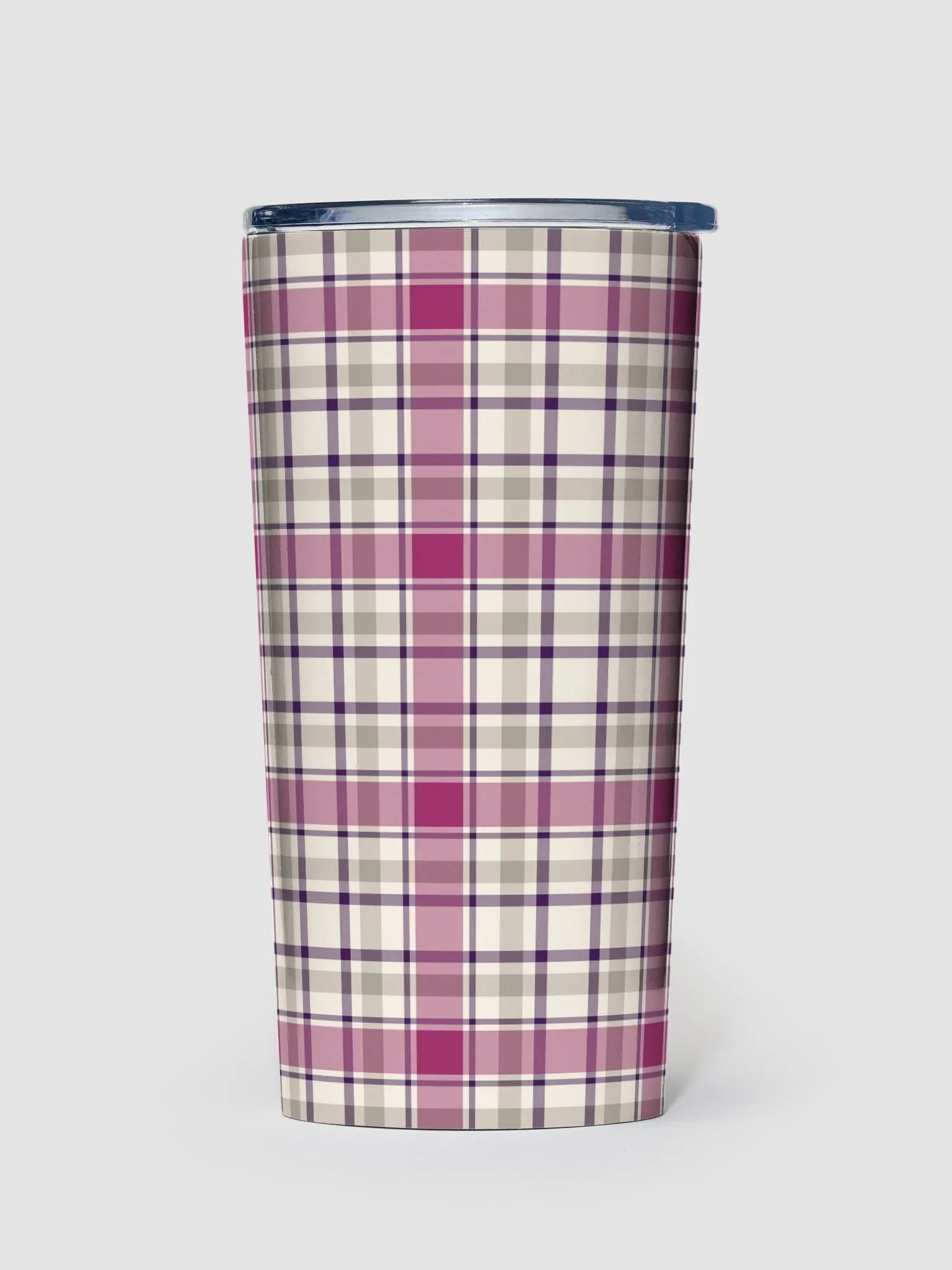 Magenta and Gray Plaid Travel Tumbler product image (2)
