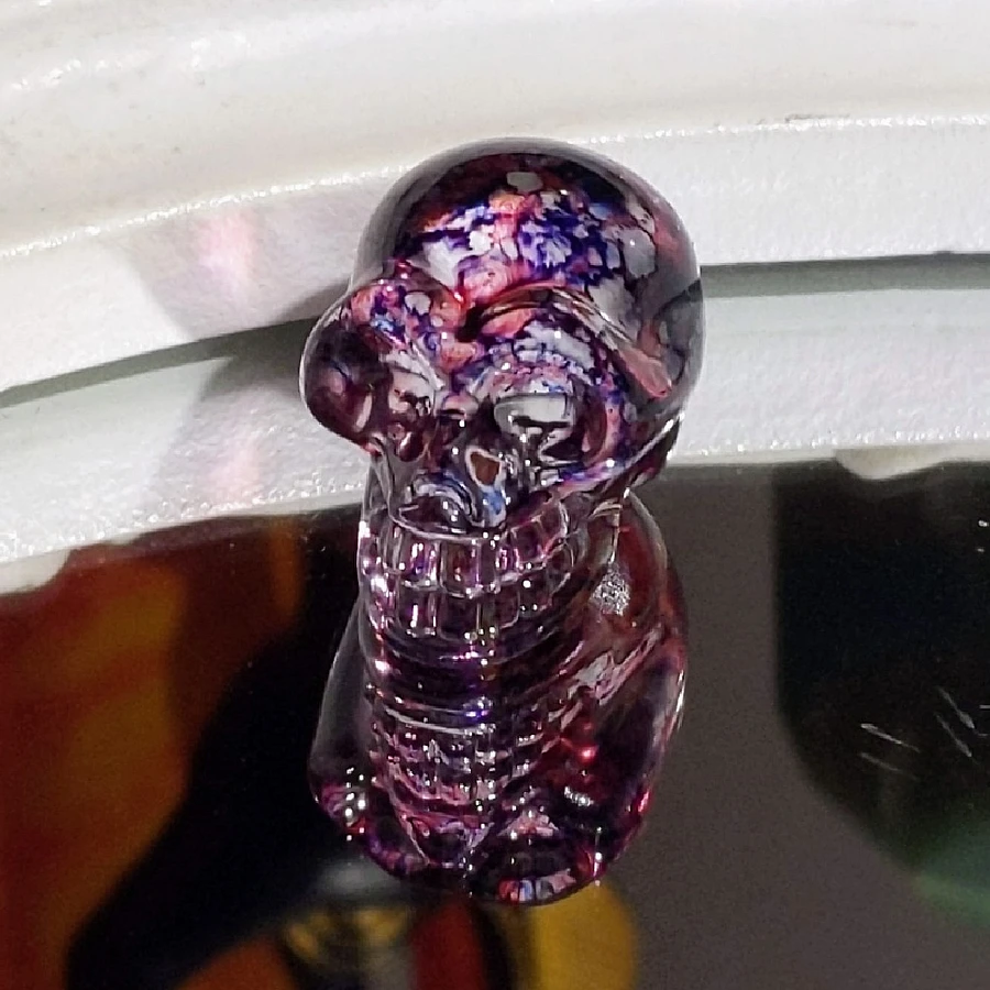 Crackled Purple Aura Quartz Skull #7 product image (1)