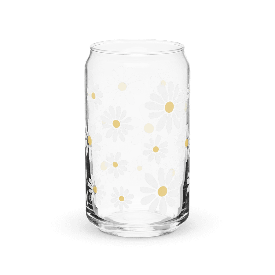 Retro Daisy Design Glass Can Cup Earthy product image (3)