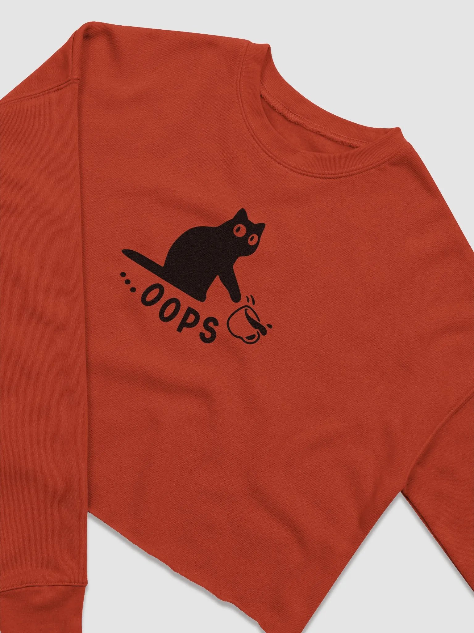 Oops! Cat Silhouette Knockover Crop Sweatshirt product image (7)