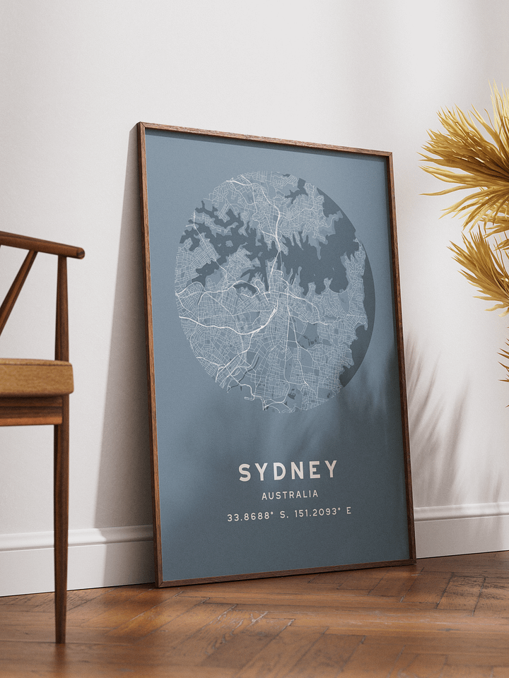 Sydney Street Map Poster – Blue Minimalist Circular City Art product image (2)