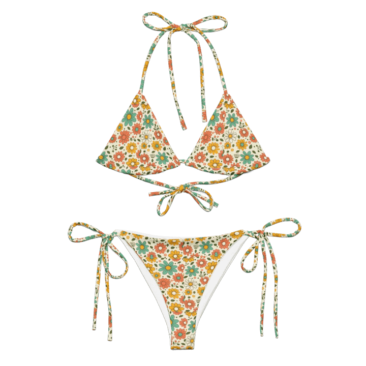 Retro Bloom String Bikini Set – Vintage Florals, Endless Summer product image (2)