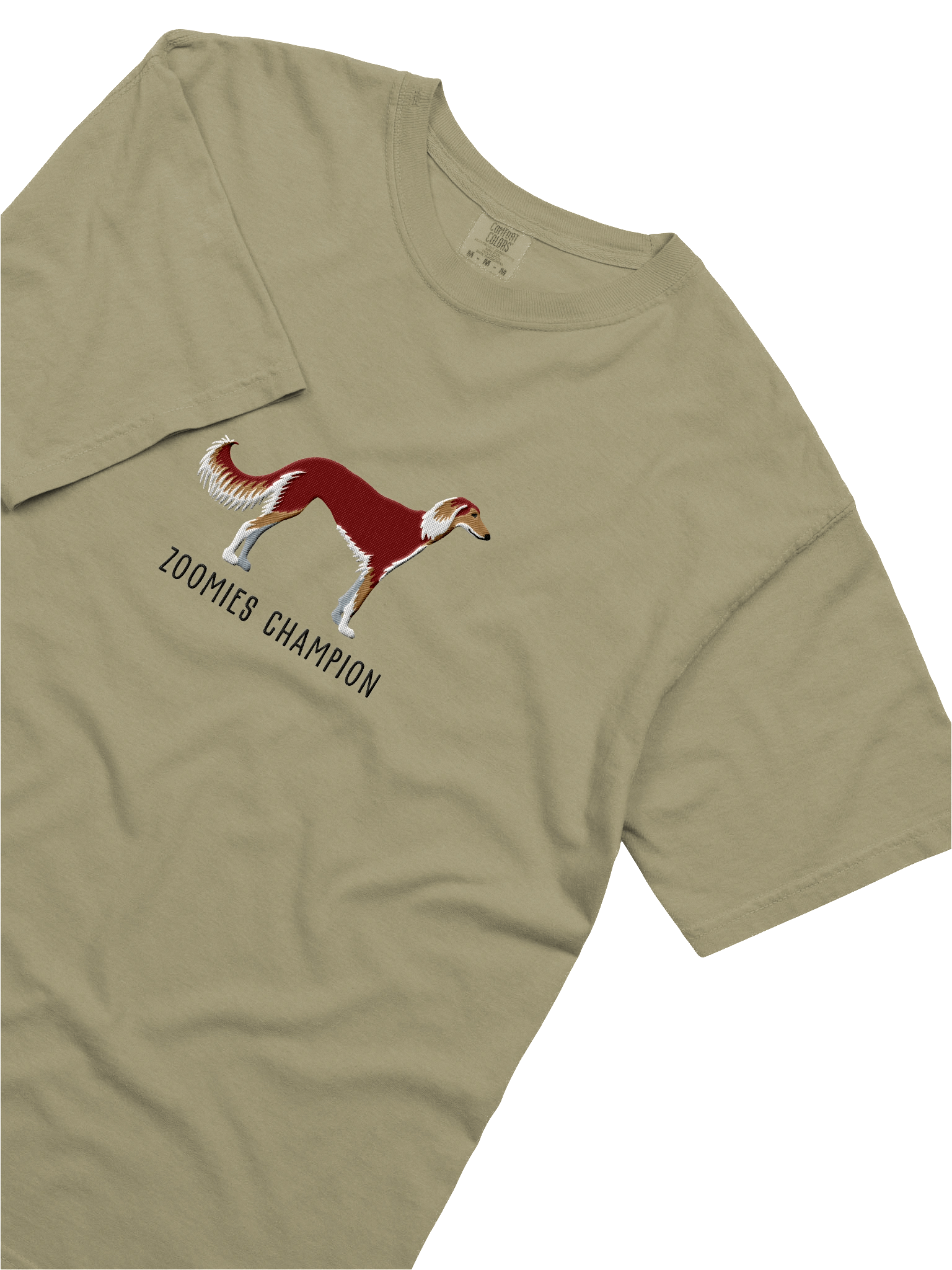 Zoomies Champion T-Shirt(Embroidered) of a Saluki(Chocolate & Tan) product image (29)