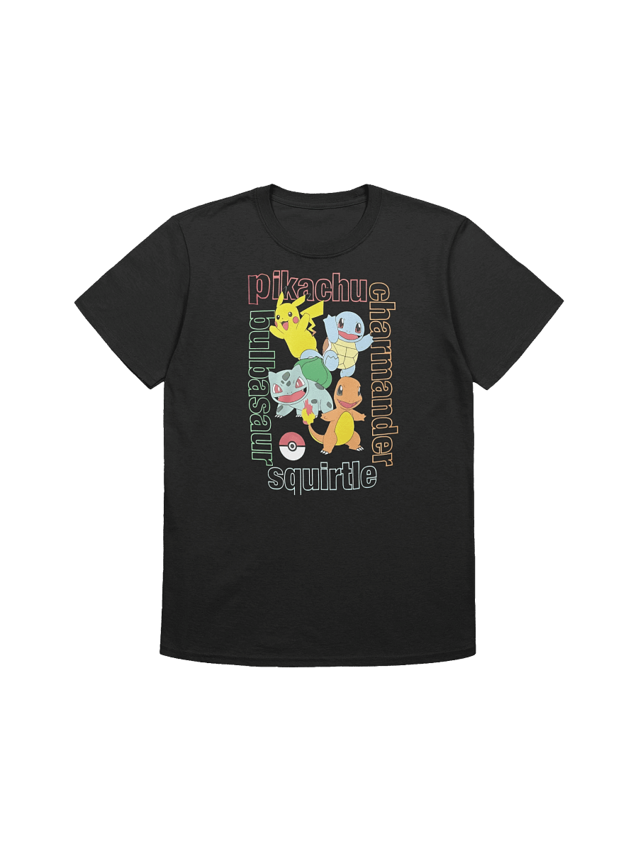 Pokémon Starter Squad T-Shirt – Pikachu, Bulbasaur, Charmander & Squirtle Tee product image (1)
