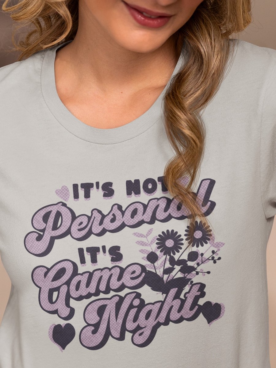Retro Gamer Girl Shirt, Pretty Board Game Shirt for Women, It's not Personal It's Game night, on Silver product image (1)