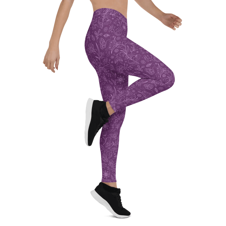 Dark Purple Floral Women's Leggings product image (2)