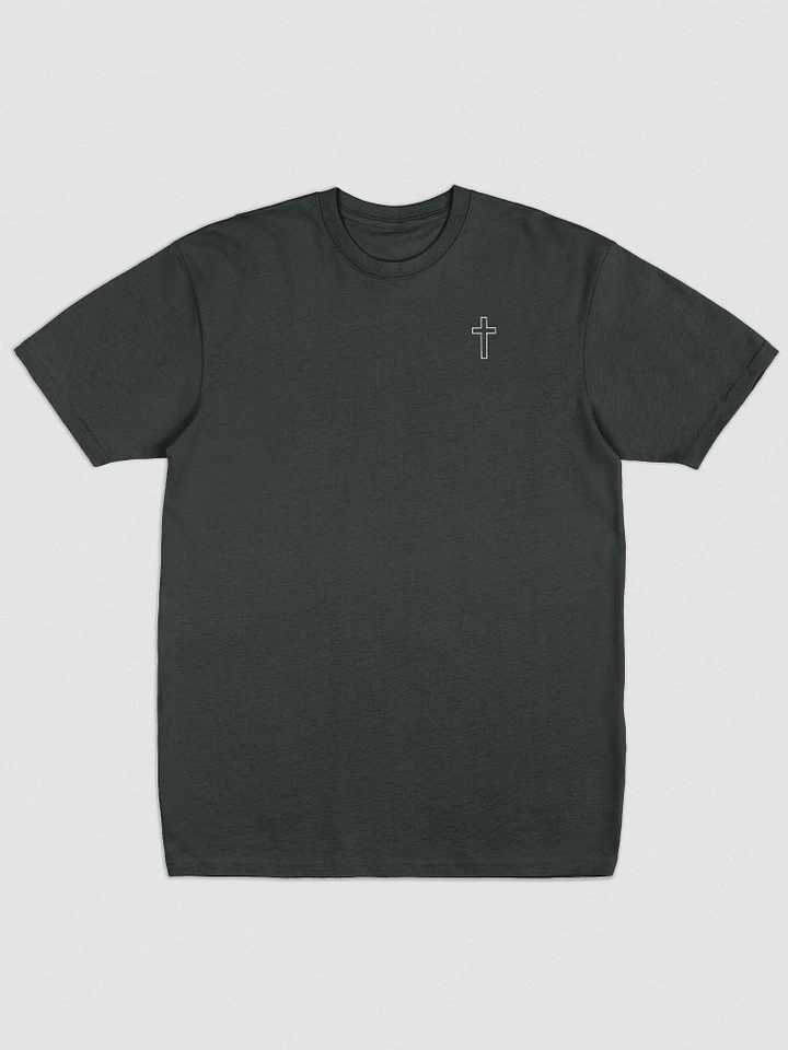 Simple Cross Embroidered Black Heavyweight T-shirt product image (1)