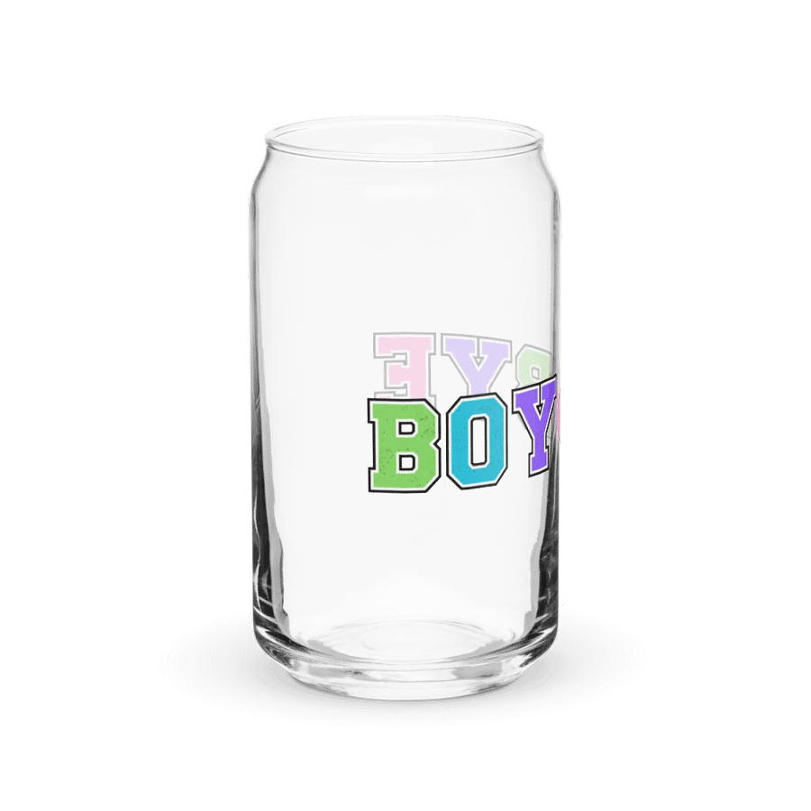 Boy Bye Varsity Print Glass Can Cup With Or Without Lid product image (8)