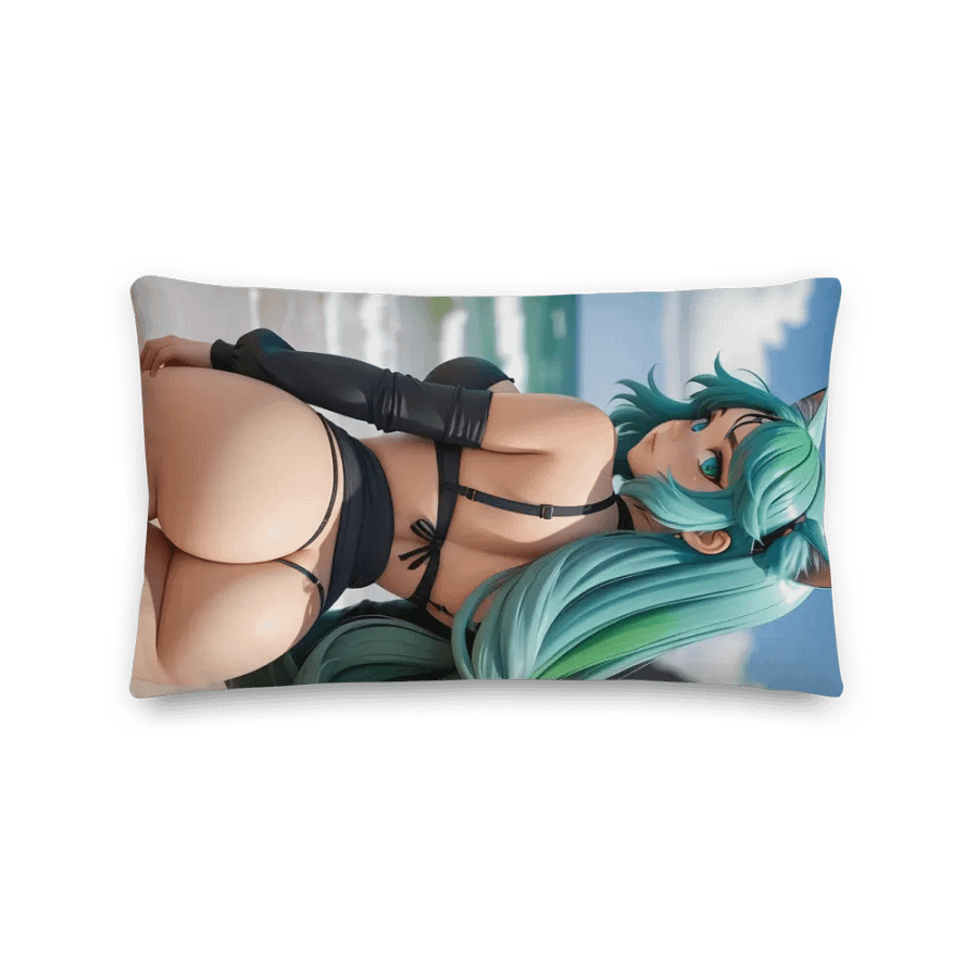Teal-Haired Catgirl Beach Vibes Pillow product image (4)