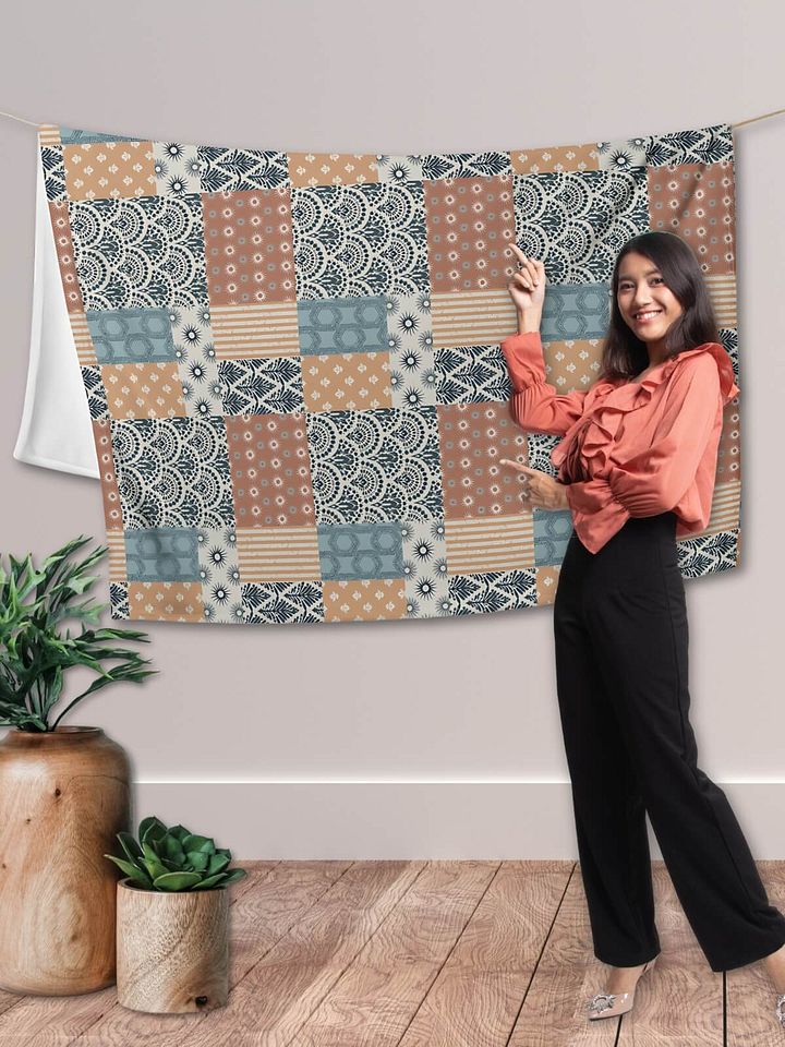 Bohemian Santa Fe Sun Patchwork Throw Blanket product image (1)