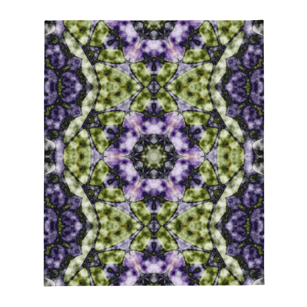 Bohemian 6 Pointed Madala Green and Purple/ Throw Blanket by Allcolor product image (1)