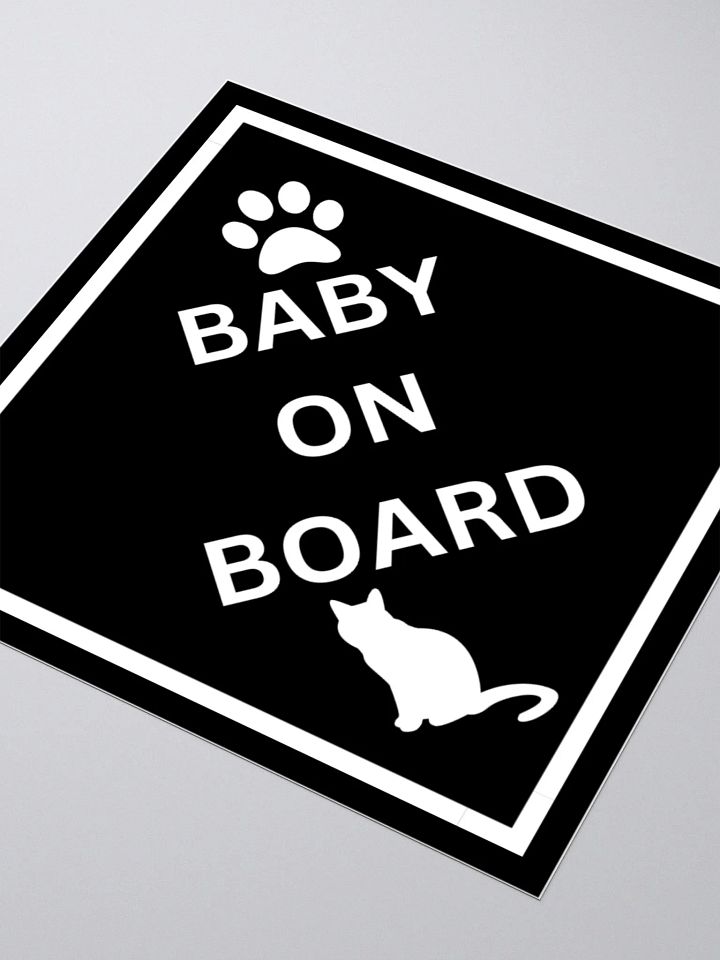 Cat Baby on Board Sticker - White on Black product image (1)