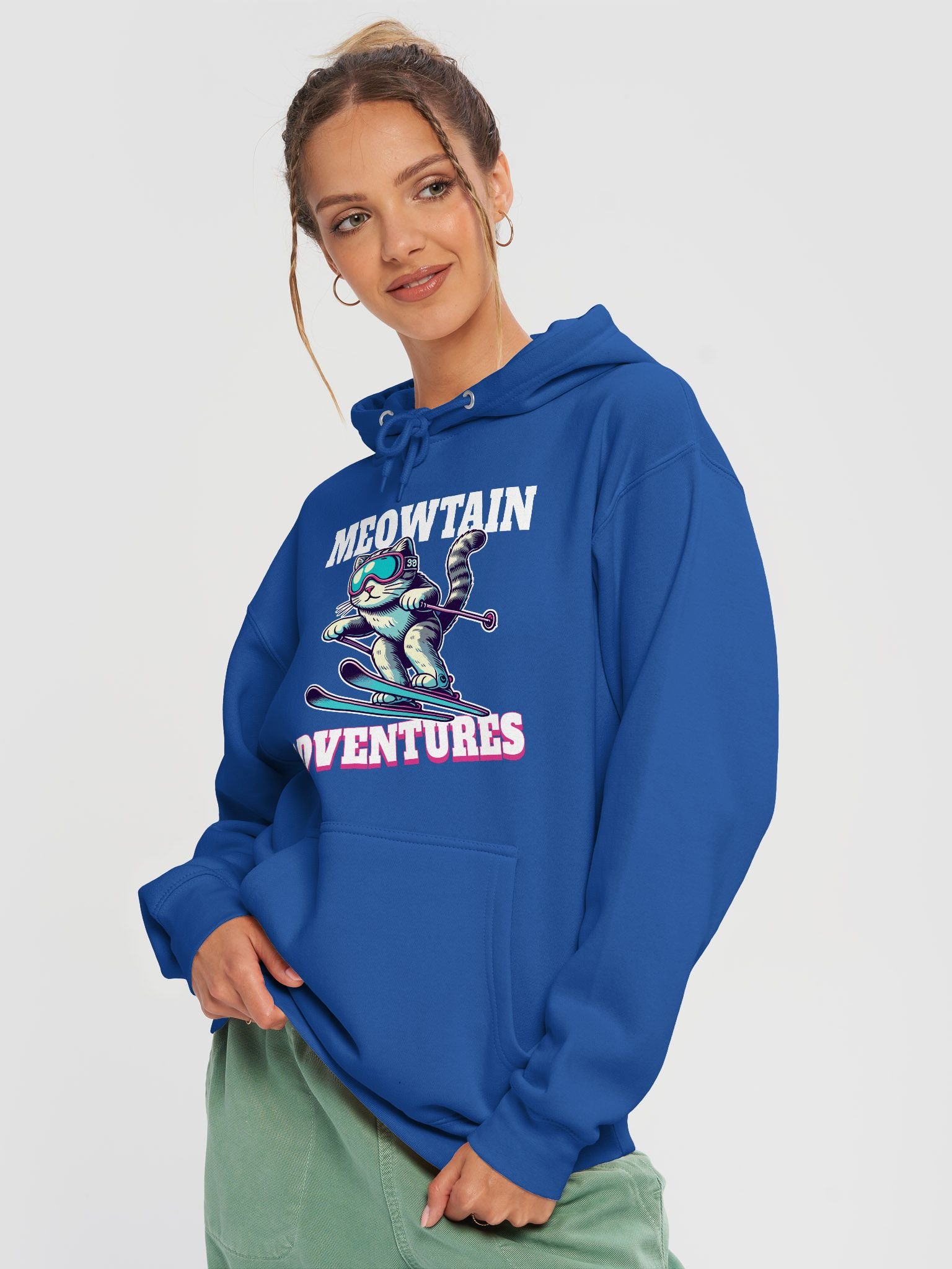 Adventurous Cat Skiing Premium Hoodie product image (13)