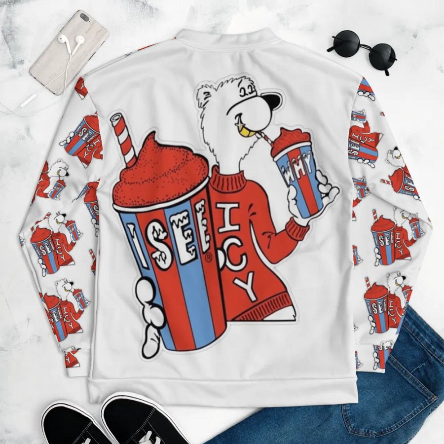 ISEEWHY BEAR PATTERN BOMBER product image (9)