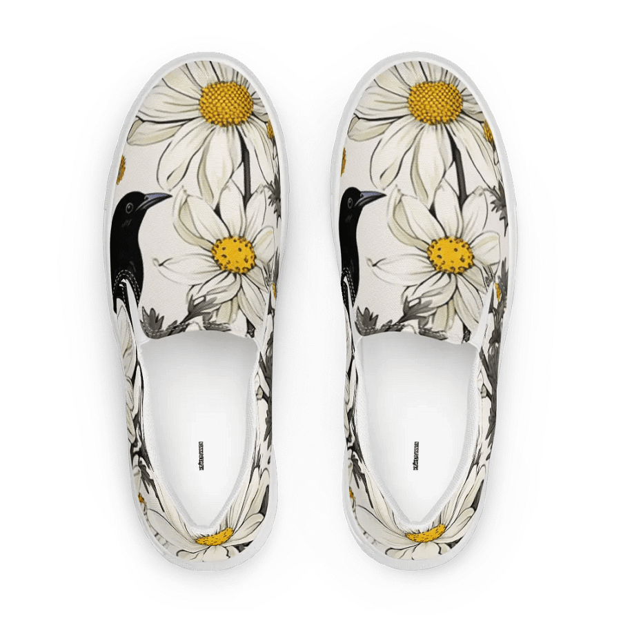 Women's Slip-On Canvas Shoes 🌼 Lovely Wildflower and Black Bird product image (7)