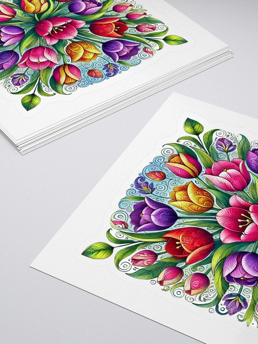 Whimsical Tulip Paradise Stickers | AI Design flower product image (4)