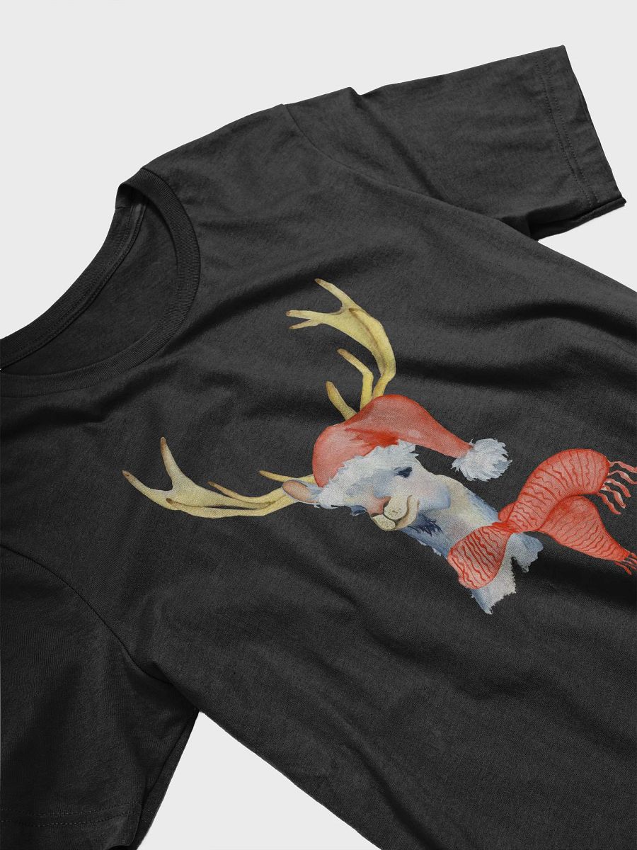 Christmas Llama Red Scarf and Red Hat Watercolor Art T-Shirt product image (5)