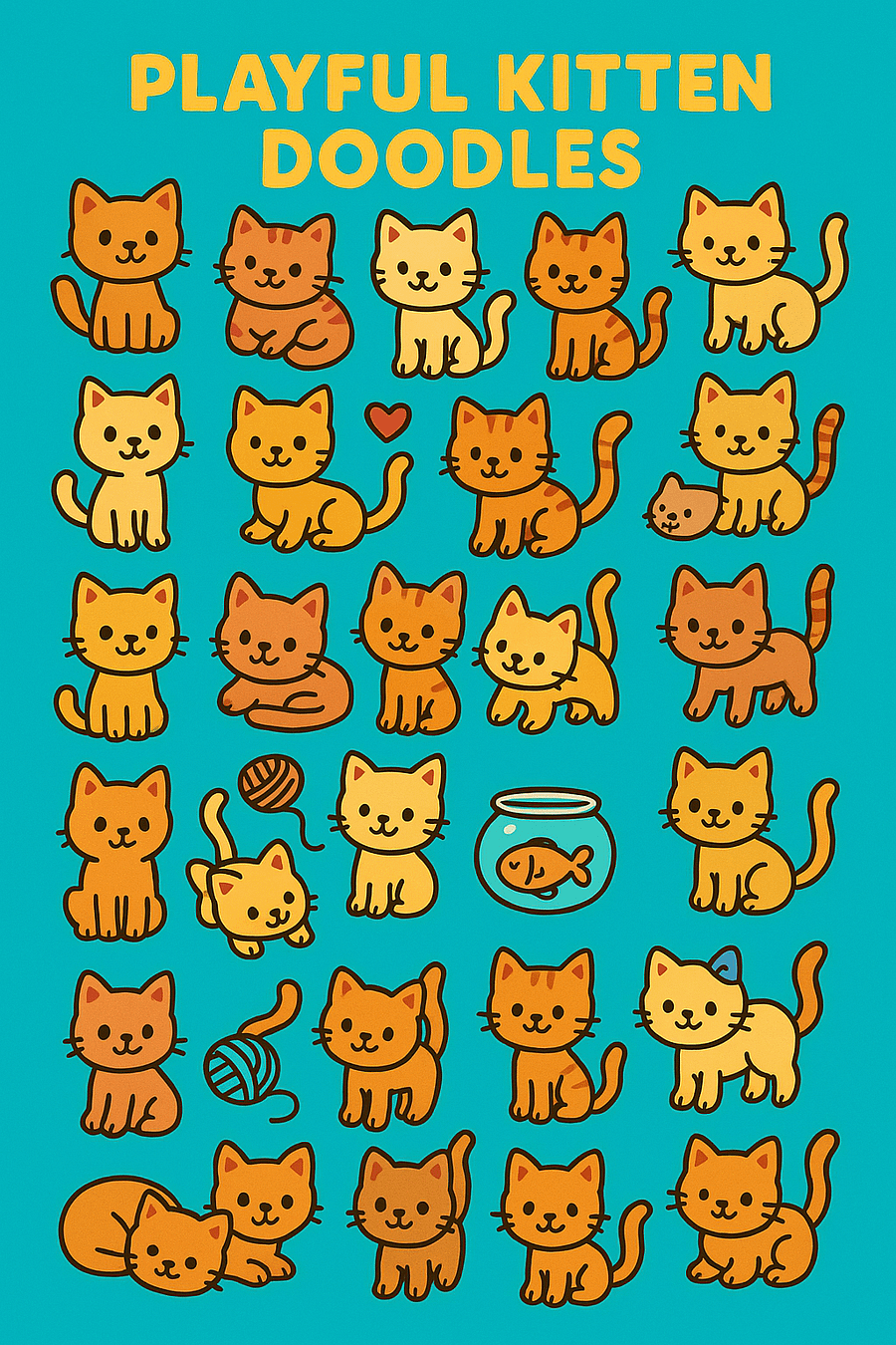 Playful Kittens Doodles – Vector Illustrator File for Creative Projects product image (3)