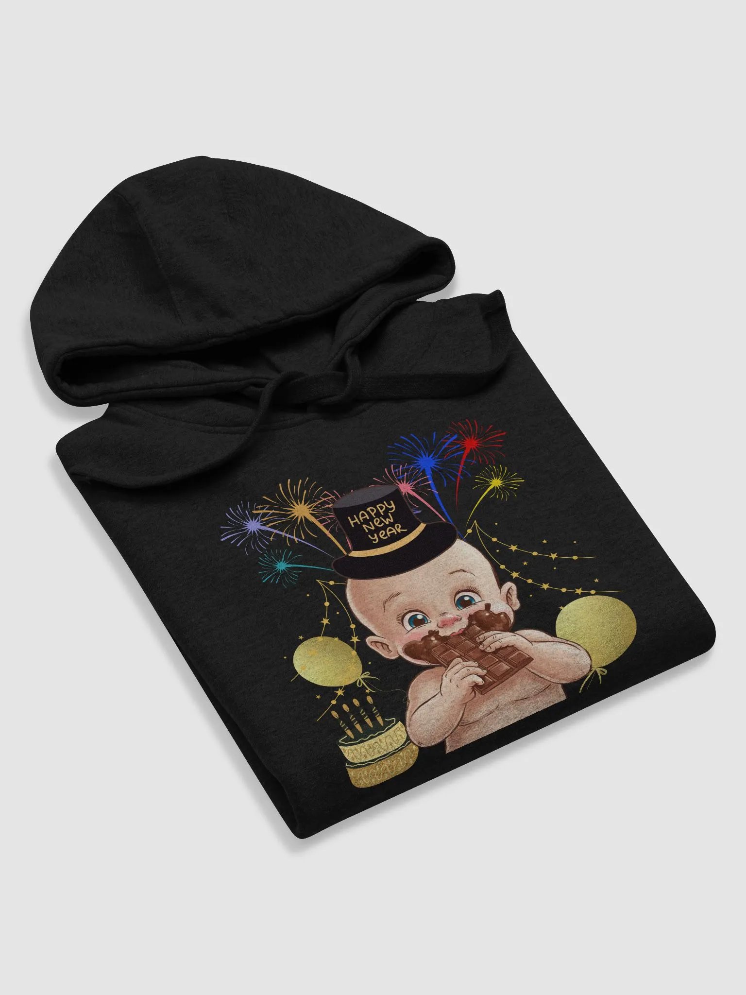 Baby New Year Eating Chocolate Hoodie product image (23)