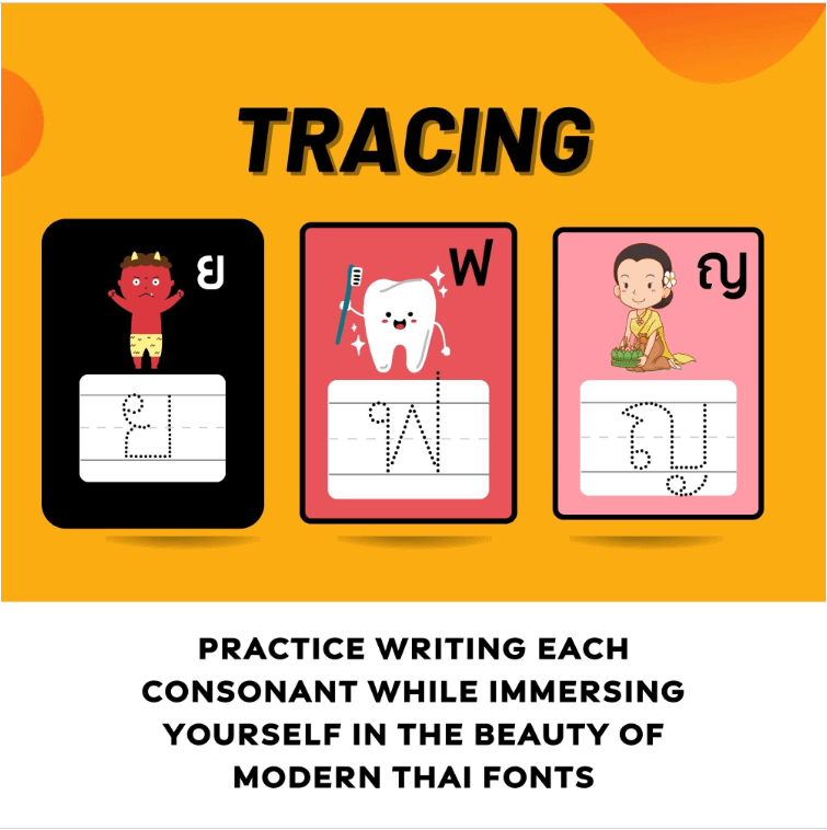 Dual Digital Thai Flashcards Consonants, Memorise Thai Script, Thailand Alphabets, Digital Download product image (2)