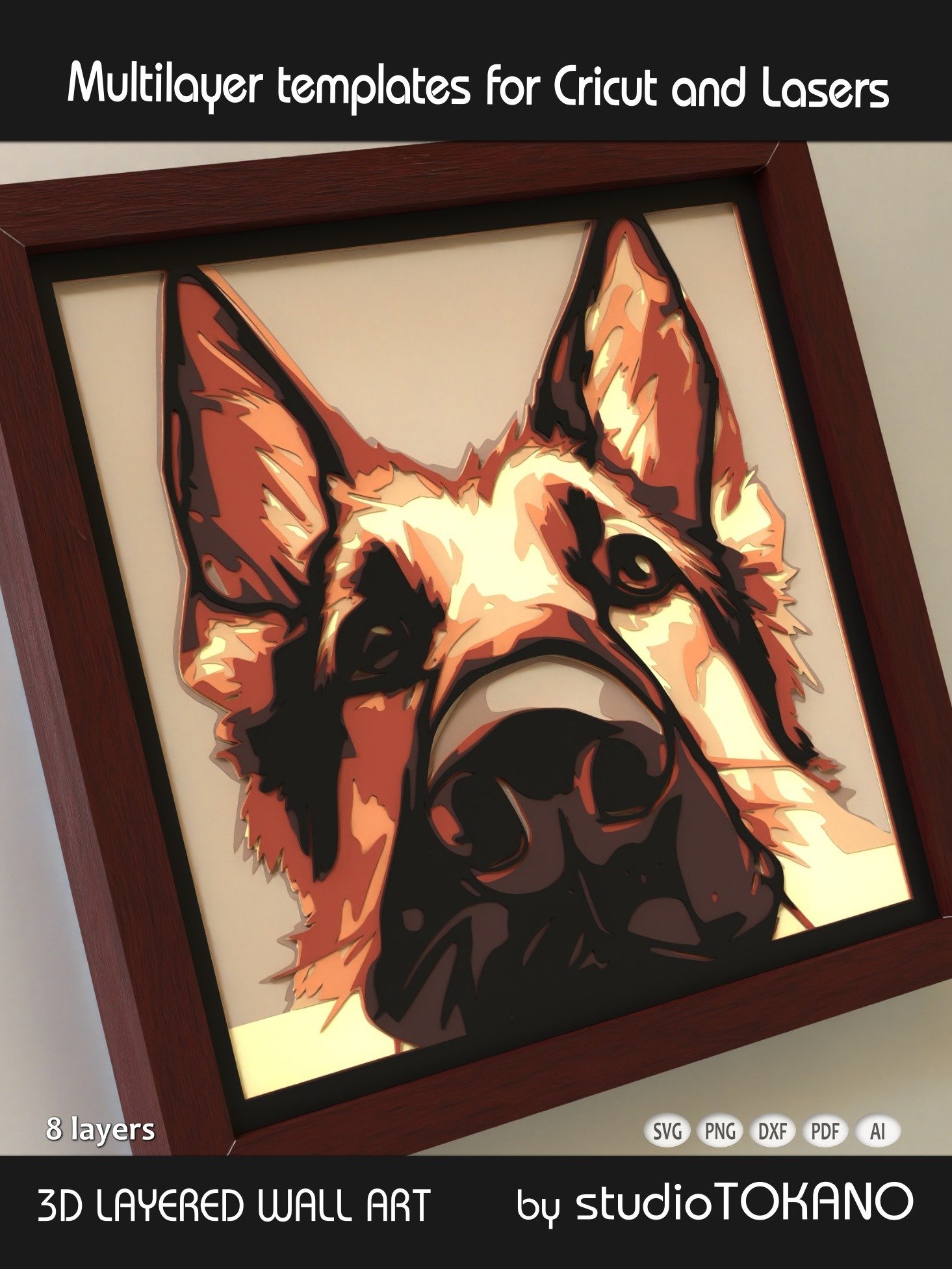 German Shepherd Dog 3D Shadow Box SVG product image (4)
