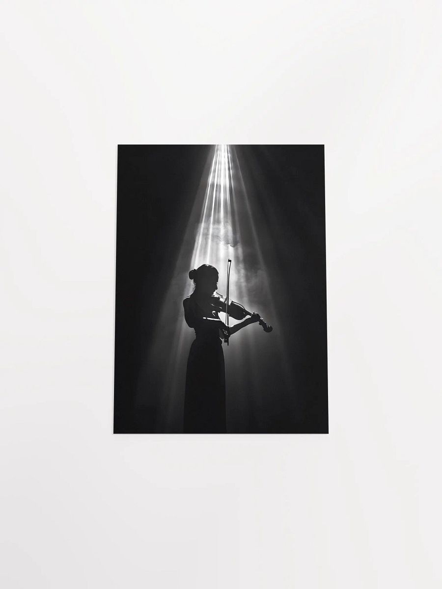 Dramatic violinist silhouette under spotlight glow product image (13)