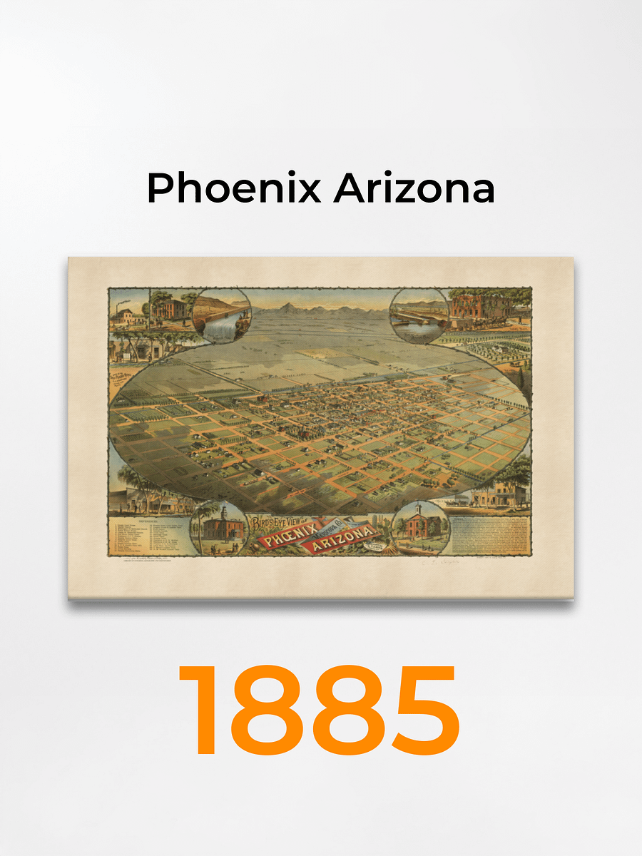 Phoenix Arizona 1885 Canvas Print – Hand-Drawn Historic City Map product image (5)
