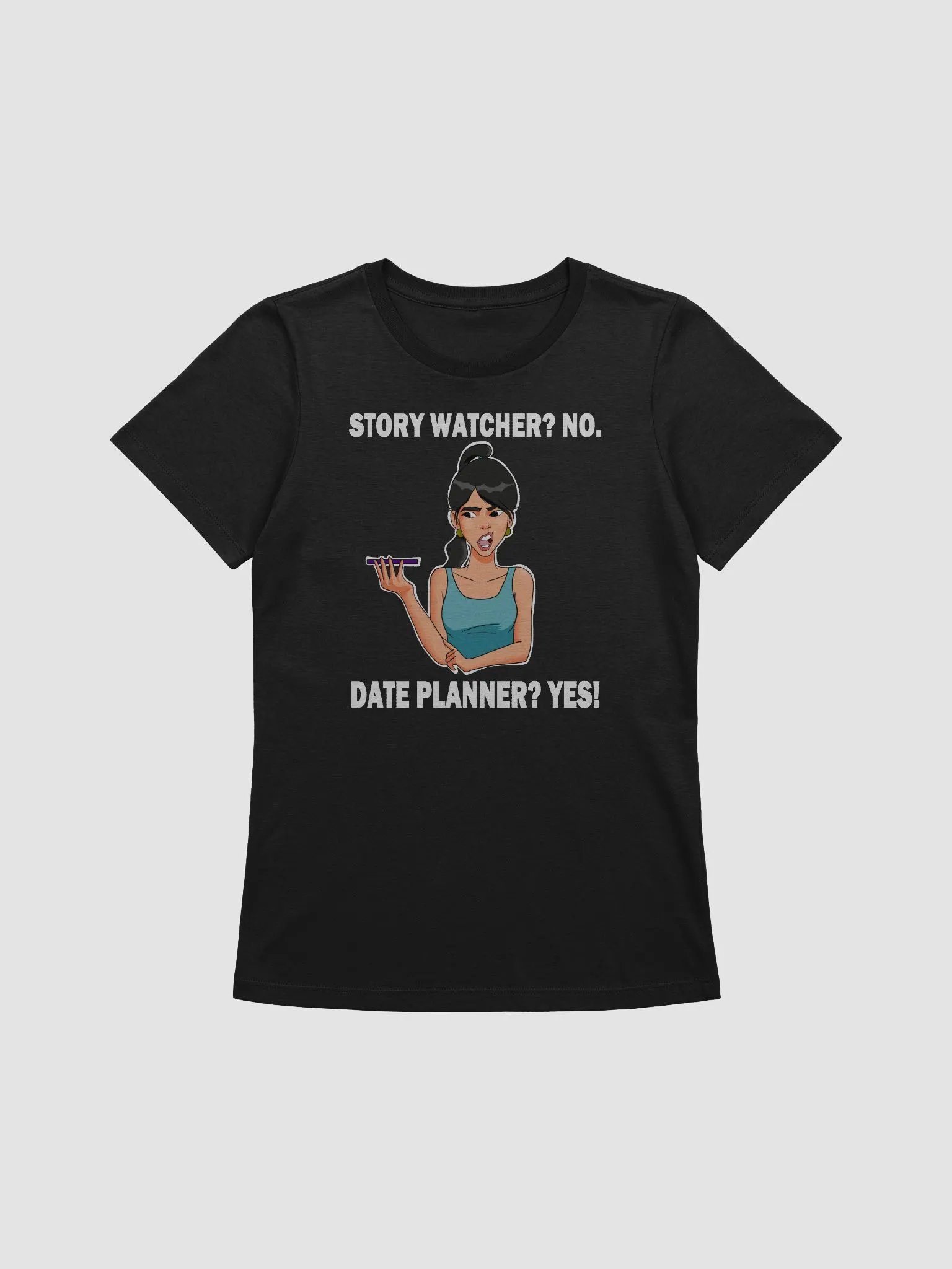 Story Watcher vs. Date Planner - slimmer fit t-shirt product image (1)