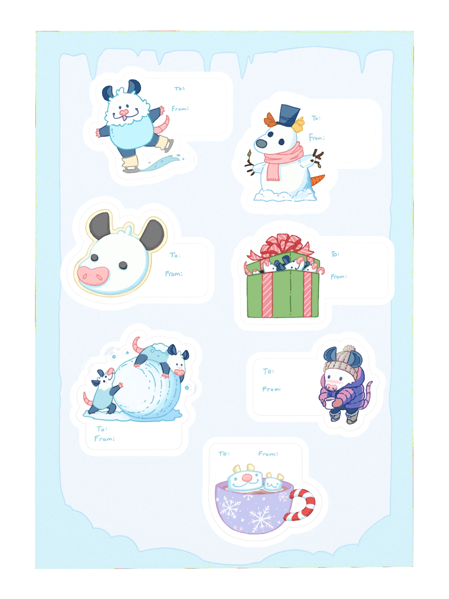 Holiday Possum Stickers / Gift Labels product image (3)