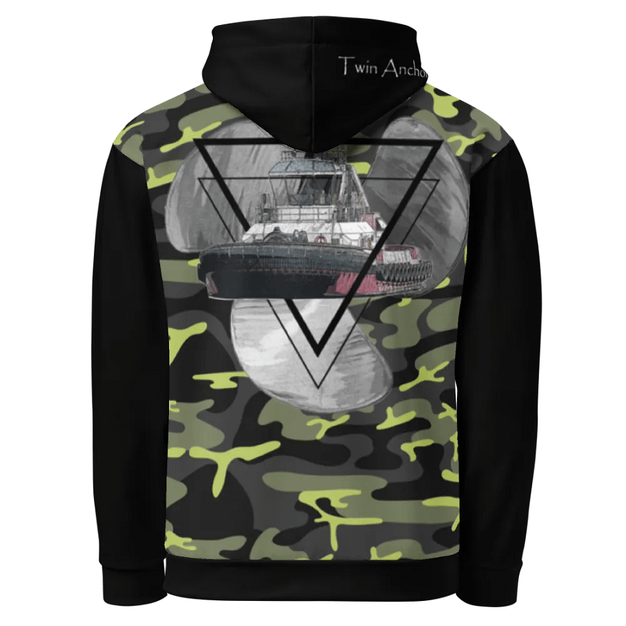 black & Green Camouflage Three blade prop triangle Athena tug Hoodie product image (3)